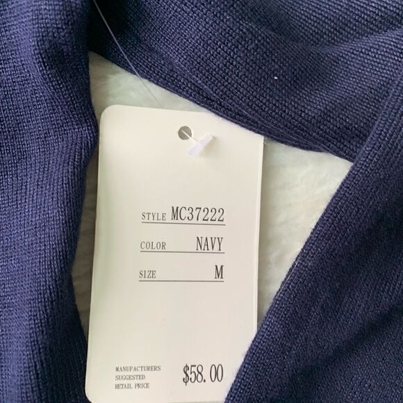 New Ladies Beaded Crewneck Cardigan In Navy - Picture 14 of 14